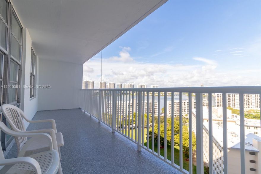 Excellent location in the heart of Sunny Isles Beach, just a few steps from the ocean. 2 bed 2 bath split floor plan featuring 1,488 Sq Ft of living space including balcony. Eat in Kitchen, formal dining area, good sized master bedroom with ensuite bathroom, large closets and extensive storage. The building features amenities such 24-hr doorman and security, heated pool, fitness center, sauna, game room, library, auditorium. Currently undergoing its 50-Year Recertification (expected completion February 2026), modern A/C systems, a new roof, freshly painted exterior, updated pool deck, and exciting new amenities coming soon—including mini golf, jacuzzi, and BBQ area. Internet, cable, repair of appliances, air conditioning system, electrical, and plumbing are included in maintenance.