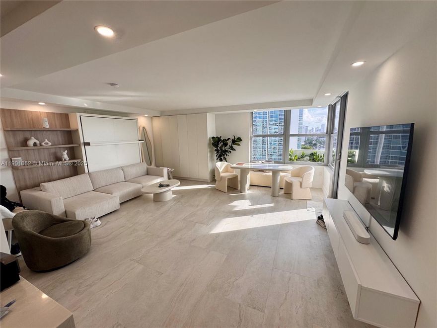 3 - 6 month lease only. Stunning studio with city, ocean, bay, and sunset views paired with a modern pool-side cabana. This custom unit features a large kitchen w/ island, spacious living area + queen Murphy bed, brand storm windows, porcelain tile floors, a oversized glass-enclosed rainfall shower, and west-facing balcony. Rent includes beach service, guest parking, a gym, package concierge, security, two pools and more. Cabana features rainfall shower, mini fridge, and reserved pool chairs. Triton Tower has finished its multi-million dollar 50 yr recertification. Located in the heart of mid-beach, right on the beach walk by five star resorts and restaurants, all of Miami Beach is yours to explore. Parking assigned and paid to the association. Available now through June 1, 2026.