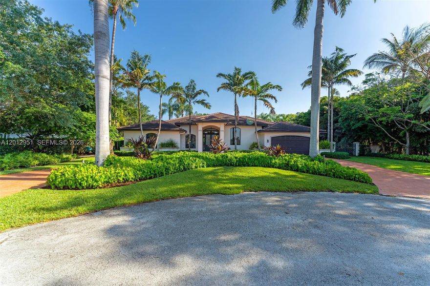 Tucked at the end of a quiet cul-de-sac in the desirable Sharon Estates, this stunning 4-bedroom, 3.5-bathroom home offers the perfect blend of privacy, comfort, and plenty of room for the whole family to gather and entertain. With 3,129 square feet of living space, soaring ceilings, and an abundance of natural light, every corner feels both grand and welcoming.

A grand foyer greets you with direct views through to the back terrace and pool. The cook island kitchen flows seamlessly into a spacious family room and breakfast area ideal for everyday living and effortless entertaining. The west wing offers an ideal bedroom layout, including a private bedroom/den, two bedrooms sharing a jack-and-jill bath, and a generous primary suite with two walk-in closets, terrace access, and a luxurious bath featuring a soaking tub, separate shower, dual vanities, and private toilet and bidet.

Step outside to your own private retreat complete with a covered terrace, recently updated pool, and beautifully landscaped lot perfect for barbecues, birthday parties, or simply unwinding at the end of the day. Impact windows, a brand-new roof, circular drive, and 2-car garage round out this exceptional offering. A rare find in a prime, private, and quiet location.