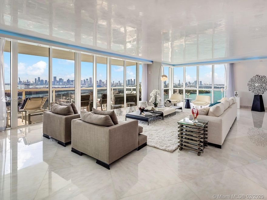 Stunning four-bedroom unit with spectacular skyline and ocean views in Murano Grande at Portofino. Fully renovated unit with professional design. 4,000 SQFT of living space. Open kitchen with a huge cooking island. This amazing Corner unit has an exquisite design, the turnkey waterfront residence leaves a long-lasting impression has unobstructed views of Biscayne Bay, the Miami skyline, and the ocean and also features three separate spacious terraces. Murano Grande is a luxury building with a top of the line amenities located at South of Fifth neighborhood and these five-star amenities including a full-service gym, spa, attended pool, and tennis court.
