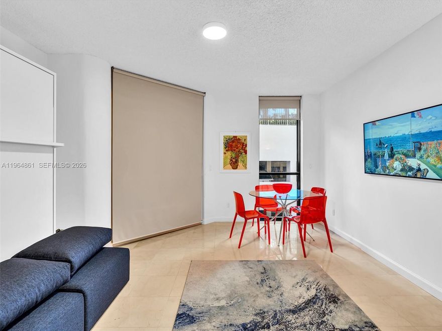 Discover a very unique opportunity to own a 500 square foot studio  at Atlantic Two, within The Point. This very unique unit is one of only four like it in the building. Thoughtfully designed, it offers a perfect blend of comfort and style, complete with a kitchen , a washer and dryer, a storage space, and one assigned parking spot. Nestled in one of Aventura’s most prestigious communities, you’ll enjoy world-class amenities, including multiple pools, a spa, fitness center, clubhouse, and a private café. Great for guests or office !
*SAME OWNER HAS UNIT 2601 FOR SALE -CAN ONLY BE PURCHASED BY any Point OWNER