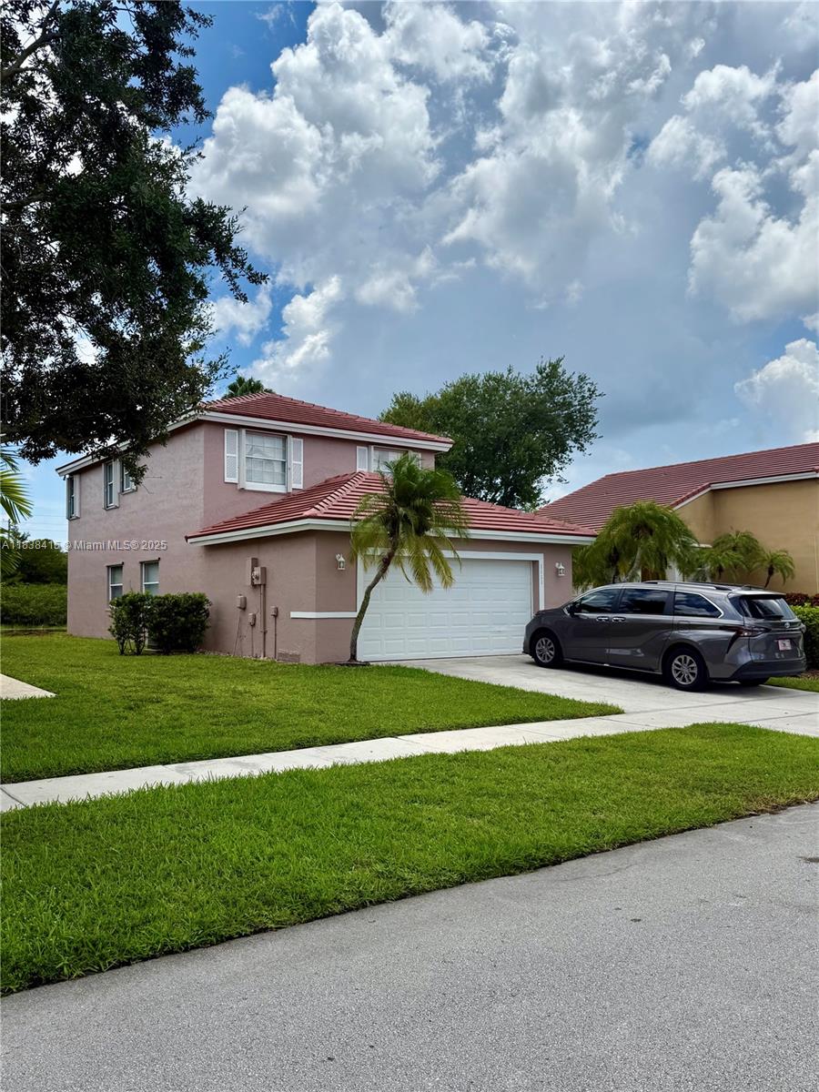 Well maintained 4-bed, 3-bath home with newer roof (2024), updated kitchen and bathrooms (2024), and new upstairs flooring (2024). Living and dining room boast high ceilings. Kitchen features large island, granite countertops, pantry, eat-in area w/ impact sliding door to backyard. Kitchen opens to the family room w/beautiful view of the water. One bedroom downstairs w/full bathroom. Spacious laundry room w/storage. Accordion shutters upstairs, panel shutters downstairs for storm protection. Community amenities: pool, clubhouse, kids’ play area, and beach volleyball court.