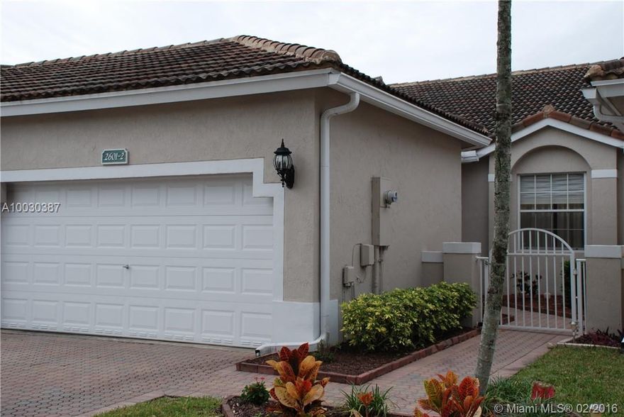 Country Club Living in Sunrise!  Immaculate 2/2 single story Villa in a gated Regency Homes community.  One of the best models in the community with a 2 car garage with a tranquil view of the water and golf course through a spacious screened in porch.  Master bath has separate shower / bath and double sink. Hurricane shutters are included.  Amenities are 2 pools, club house, exercise room, tennis courts. Cable included with HOA. &#xD;&#xA;INVESTORS -  YOU CAN RENT THIS UNIT RIGHT AWAY!