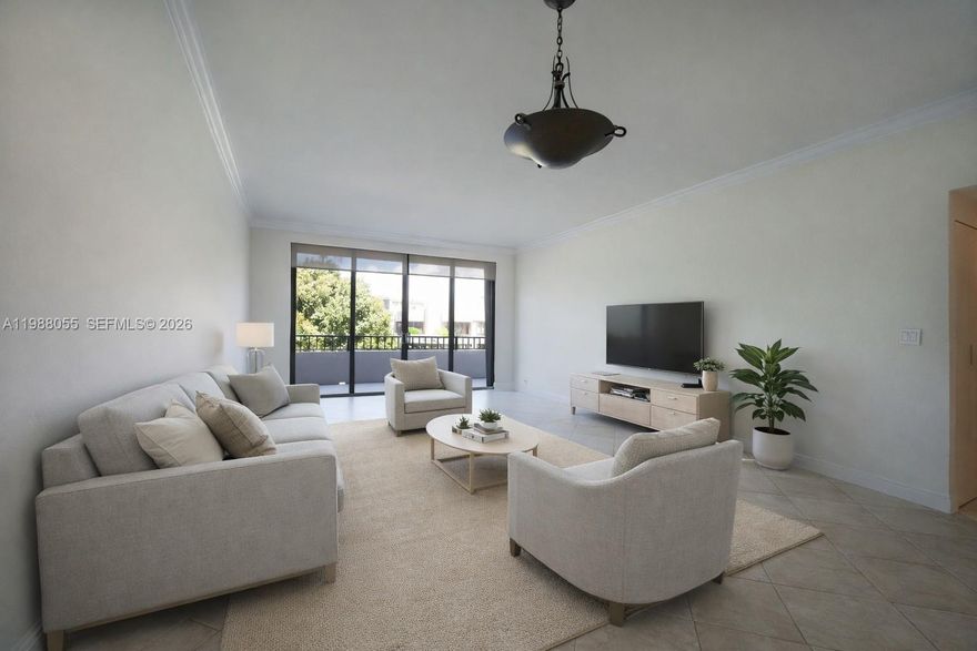 This bright and well-designed 2-bedroom, 2-bath residence with a den/office offers a versatile layout suited for a variety of living needs. The open living and dining areas create a welcoming environment, enhanced by natural light and a seamless flow for everyday living and entertaining.

The den provides additional flexibility, ideal for a home office or media space.

Residents enjoy access to a wide range of thoughtfully maintained amenities, including direct beach access, multiple pool options such as an oceanfront pool and lap pool, as well as tennis courts and outdoor recreational spaces. A renovated fitness center offers added convenience for wellness routines.

The community also features landscaped grounds, gathering areas, and guest parking for added ease. Located in Key Biscayne, the property offers proximity to local dining, shopping, and outdoor activities, providing a balanced and convenient coastal lifestyle.
Note, some photos may have been artifically staged or enhanced.