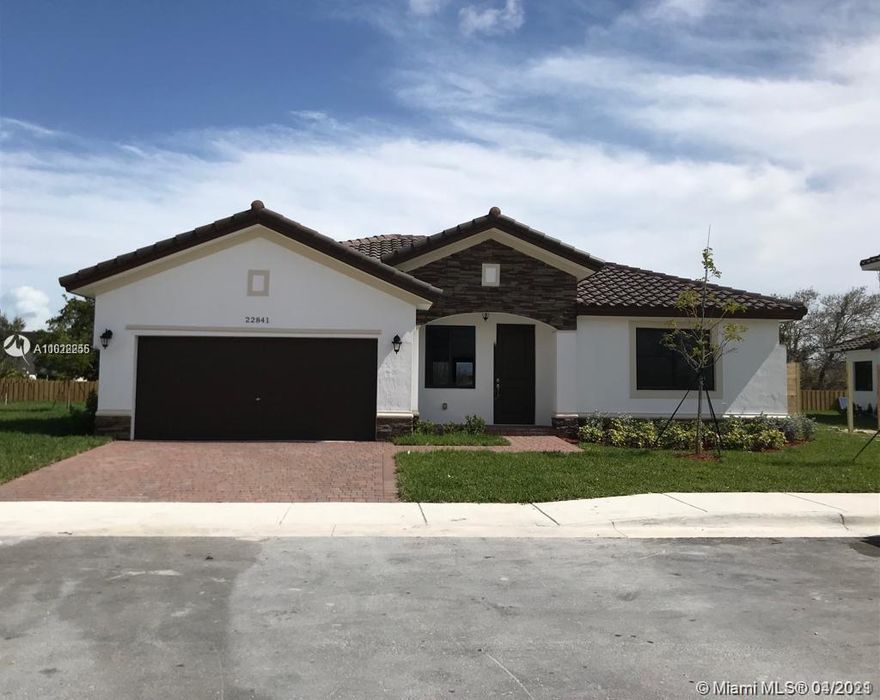 Beautiful Brand New single story home. Spacious 3 bedroom 2 full bathroom and a half with a gorgeous modern kitchen, stainless steel appliances, granite countertops, high impact windows & high impact door. Ready to move! This home has it all! A must see!!