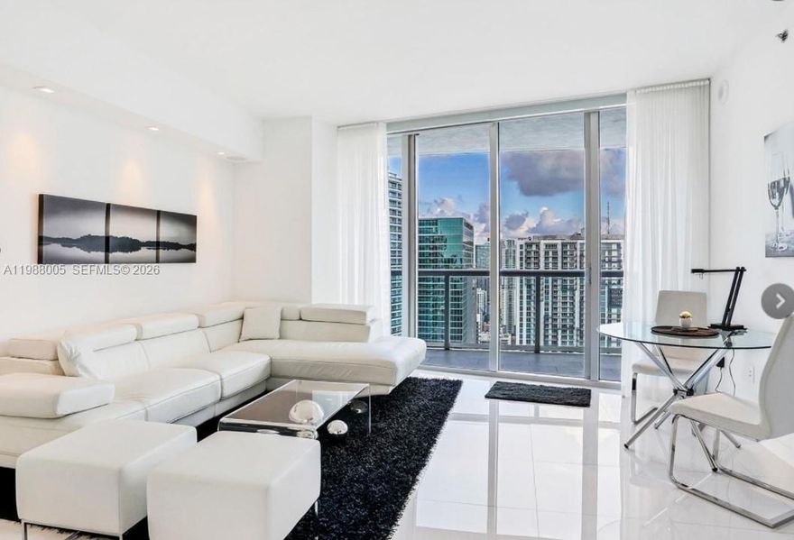 Spectacular water views from professionally decorated furnished studio apartment at 43rd floor.