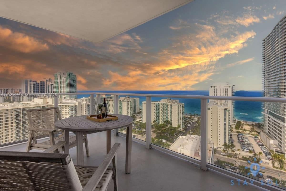 Amazing corner unit with breathtaking ocean, intracoastal and city views!! Live or invest in this beautiful 2 bedroom 2 bathroom. Unit comes elegantly fully furnished. Huge wrap-around balcony. Five star resort-style amenities with full concierge service, access to oceanfront private beach club, three heated oversized pools, cabanas, spa, state of art gym, rooftop lounge & common area with BBQ, tennis court, racquetball, high speed internet in all public areas, 24 hrs security, free valet parking. Maintenance includes electricity, cable, internet & water. The perfect vacation home and/or income producing property. Unit management by Stay Sol. NO RENTAL RESTRICTIONS!
