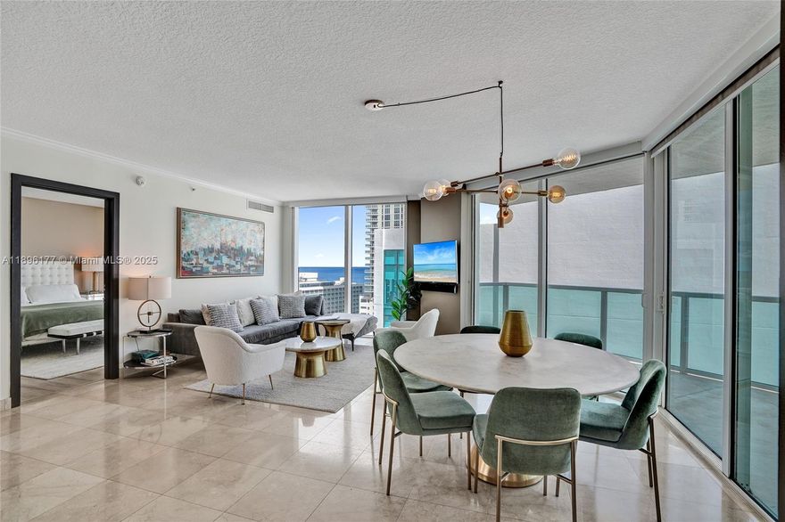 Experience luxury coastal living in this beautiful, fully furnished 3-bed/2-bath residence at the exclusive St. Tropez Tower 1, the closest tower to the beach. Enjoy  ocean and city views from your private balcony, filling every corner with natural light. This elegant apartment features marble floors, a modern open kitchen with stainless steel appliances, and custom closets. Additional features include washer and dryer, basic cable and internet, and one covered assigned parking. Residents also enjoy access to the Sole Beach Club amenities and five star amenities (pool, fitness center, and concierge services). Perfectly located in the heart of Sunny Isles Beach, just minutes from Bal Harbour Shops, Aventura Mall, and both Fort Lauderdale and Miami International Airports. Come see it!