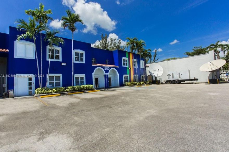17,104 SF Warehouse / Office combination with two full service TV/Media production studios. This free standing building is located in the city of Doral with easy access to major expressways. The property is
equipped to handle the most challenging productions imaginable. Featuring two fully-equipped full service studios, control rooms, edit rooms, private offices, storage and warehouse space. Private parking and full service generator. One garage door with access to warehouse space at street level.  
See attached brochure for additional detailed information. Contact LA for appointments.