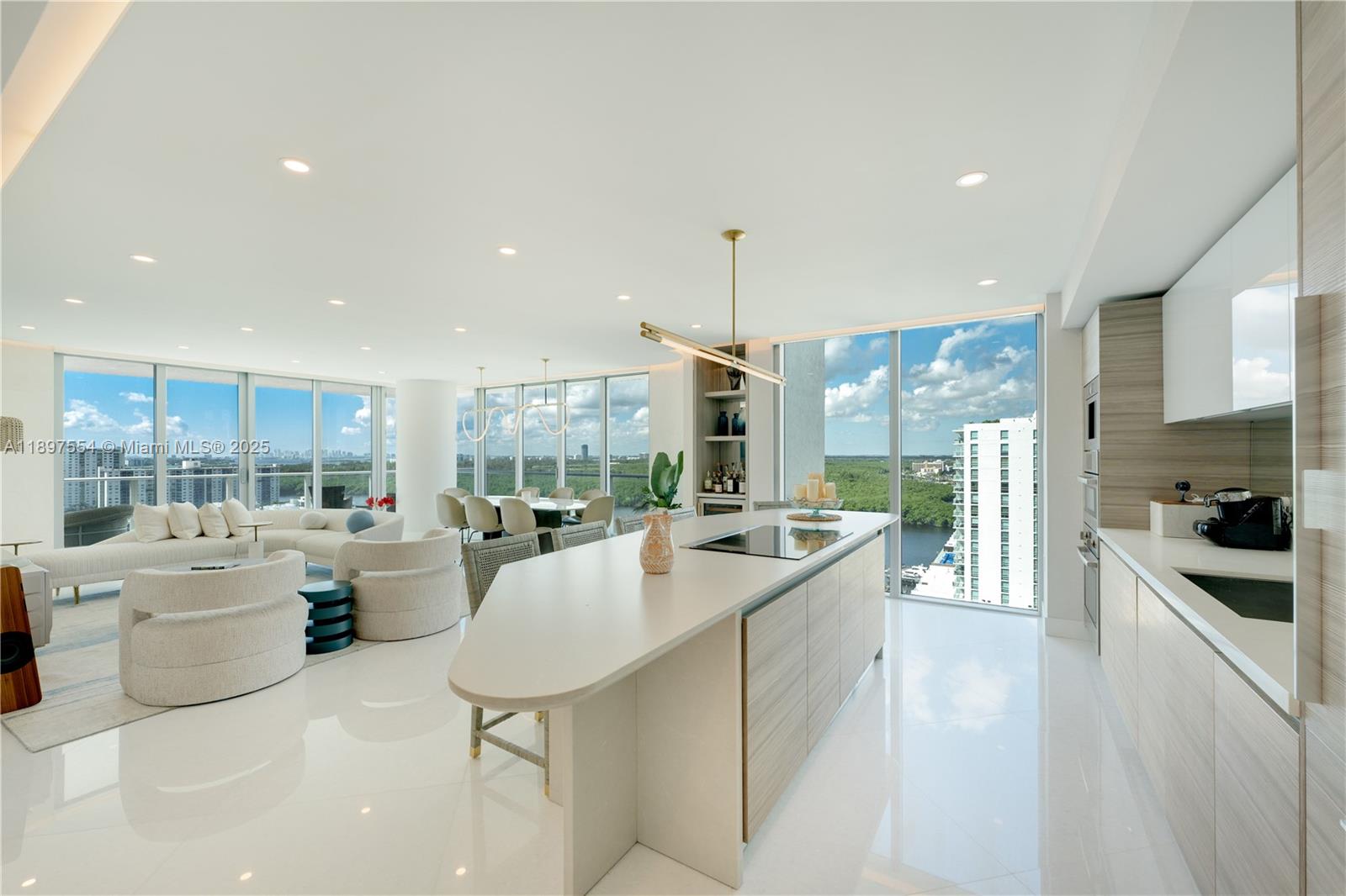 Fully renovated and beautifully customized corner 3-Bedroom residence in the most coveted line at Parque Towers, one of Sunny Isles’ most luxurious buildings. Stunning unobstructed sunrise & sunset views of the bay, intracoastal & Downtown Miami skyline welcome you as you enter this modern & bespoke unit designed by Moniomi. Highlights include custom silestone-finished kitchen, elegant 36x36 marble floors, alcove recessed lighting, Bosch appliances, Lutron lighting system, electric blinds, custom closets & doors, large balcony, stunning primary bath w/ floating tub & dual sinks. 2 parking spaces & storage. Tasteful touches include gorgeous wallpaper & rounded corners adding to the elegance of this unique property. Parque Towers offers resort-style amenities including beach club w/ service.