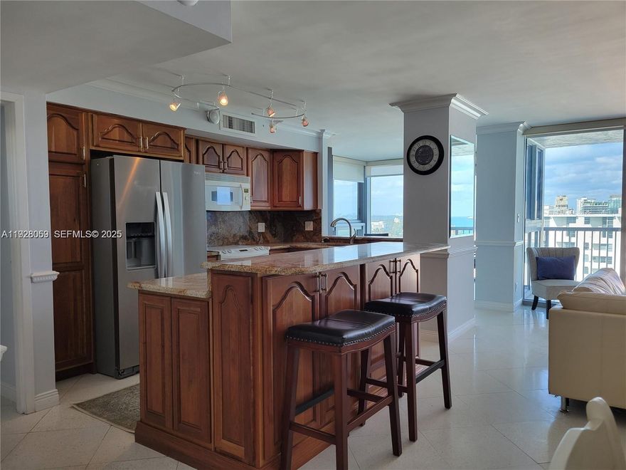 Beautiful high-floor 1BD + den at Mirasol Ocean Towers. Updated, fully furnished, with ocean, city & bay views. Spacious layout with large balcony, open kitchen, great closets including walk-in. Den works as guest room or office. Covered parking + guest parking. Full-service oceanfront residence with gym, community room, 24/7 front desk & bike storage. No pets / no smoking. Basic cable & WiFi included. Assoc. requires a 1-month refundable deposit.