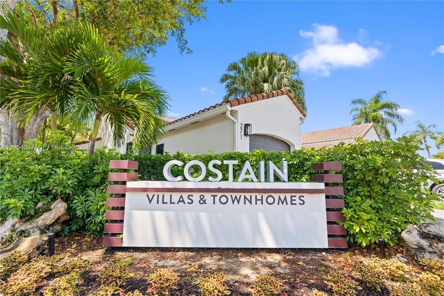 Unbeatable price for this beautifully remodeled 3-bed, 2.5-bath townhome in the heart of Aventura. This home offers modern elegance & exceptional quality with impact-resistant windows & doors. A gourmet kitchen impresses w/ luxurious quartzite countertops, custom wood cabinetry & high-end newer appliances. This desirable floor plan features soaring vaulted ceilings & tile flooring. A versatile first-floor bedroom with a custom-built Murphy bed can easily function as a guest room or home office & extra Florida Room. The spacious primary ensuite boasts a built-out wardrobe, walk-in closet and balcony. Situated in the sought-after gated community of Costain-resort-style pool, premier shopping, parks, top-rated A+ schools, houses of worship & path to the Marina & Waterway Shoppes.