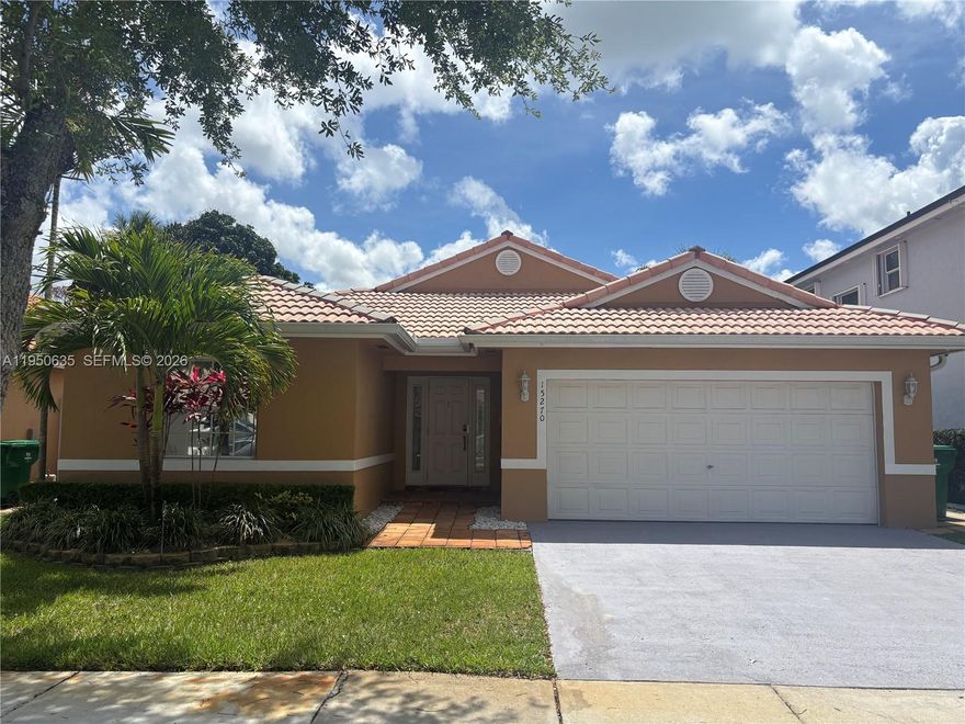 Rare opportunity to own in exclusive gated community of Claremont at Huntington in Miramar Florida. This 3 bedroom, 2 bath single family residence offers an open floor plan perfect family gatherings for entertaining. Other features include, vaulted ceiling in the family room, island kitchen, generous sized bedrooms, plentitude of windows allowing for an abundance of natural sunlight, plus a 2 car garage with electric opener. Close to schools, restaurants, shopping centers, grocery stores, parks, highways and close to beaches. WIFI and basic cable are included in the association.