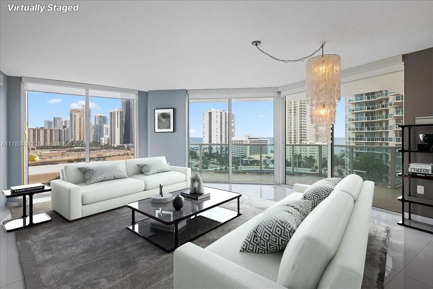 Beautiful Ocean views from this large 3 full bedroom condominium in Sunny Isles Beach with new kitchen and new appliances. Prime location right across from the ocean in a full service building. Swimming pool, gym, security, Aroma coffee shop and many retail shops for your convenience. City park being built across the boulevard, pier with restaurant steps away on one of the most prestigious beaches in South Florida. Beautiful Terrace with amazing views. Rented at $5400 per month until July 15th.