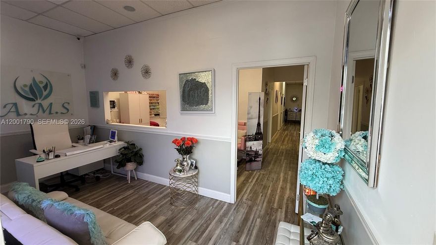 Beautiful, professional & friendly Medical Spa located in a commercial STORE FRONT Shopping Center is SUB-LEASING (1) PRIVATE ENCLOSED ROOM (see pictures) where you can establish and grow your own business of your specialty.  The AVAILABLE ROOM SPACE comes with ALL UTILITIES INCLUDED (electricity, water & internet) as well as a private bathroom, kitchenette and reception area.  MOVE-IN with ONLY (2) MONTHS ( First Month & Security Deposit) with a sub-lease agreement.  The SPA is located in a small boutique Shopping Center with lots of open parking!  Excellent LOCATION on Miller Dr. (56 St.) by SW 102nd Avenue right across St. Timothy Catholic Church.  READY TO OCCUPY IMMEDIATELY!! CALL LISTING AGENT FOR AN APPOINTMENT!!