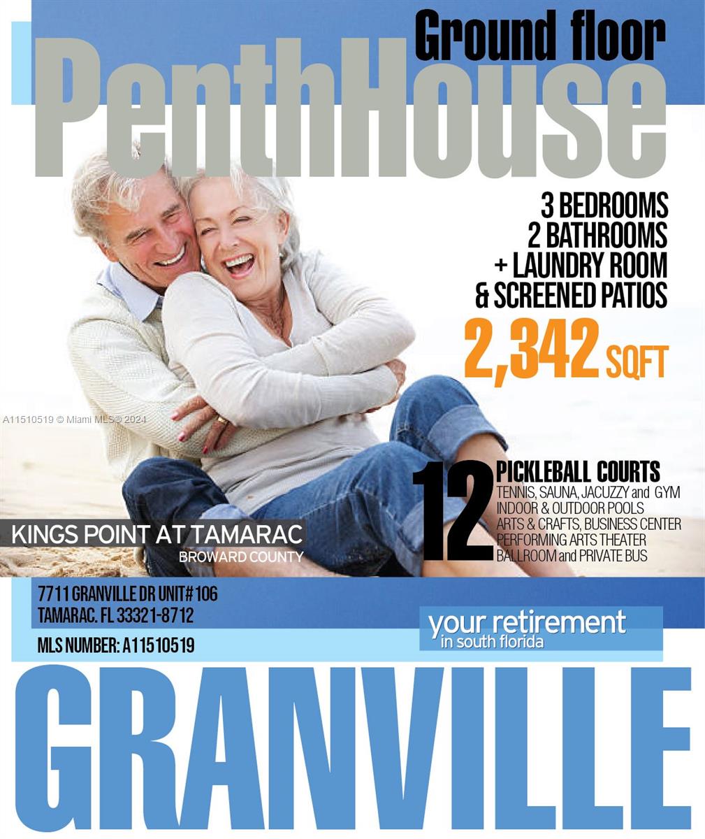 Granville EMPRESS rare to find on ground floor with lake views from all living areas and master. VAST SPACES, HUGE LIVING SPACE, LARGE KITCHEN WITH HIGH TOP COUNTER AND BREAKFAST AREA, CONVENIENCE LAUNDRY ROOM WITH SINK AND CABINETS, FRONT AND BACK SCREEN PATIOS, FORMAL DINING, ENTERTAINMENT ROOM, MASSIVE MASTER BATHROOM AND WALKING CLOSET WITH LARGE SAFE BOX (Hunter Douglas Blinds complementing High Impact Windows)