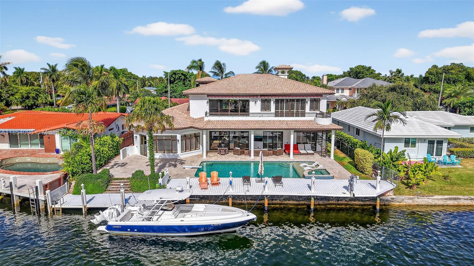 Rare Rental Opportunity in the marina community of Lighthouse Point. *Unique lot w/90 ft dock on deep water plus a long water view down the canal.* All impact windows & doors, 1st floor: Grand Double door entry w/ tall ceilings, Bar, formal Dining, family & living room, Marble Floors, large granite & wood kitchen w/ stainless steel appliances, cabana bath, laundry room,1/2 bath, 4 full bedrooms w/ en-suite baths. 2nd level: office (5th bed), giant owner's suite w/ dual walk in closets & balcony overlooking the water. Large circular driveway for many cars, grass side yard for pets, large pool & jacuzzi, plenty of covered area for entertaining, Family Friendly neighborhood, walk to Nauti Dawg and Cap's Place, minutes from shops, restaurants, beach. Furnished or unfurnished available.