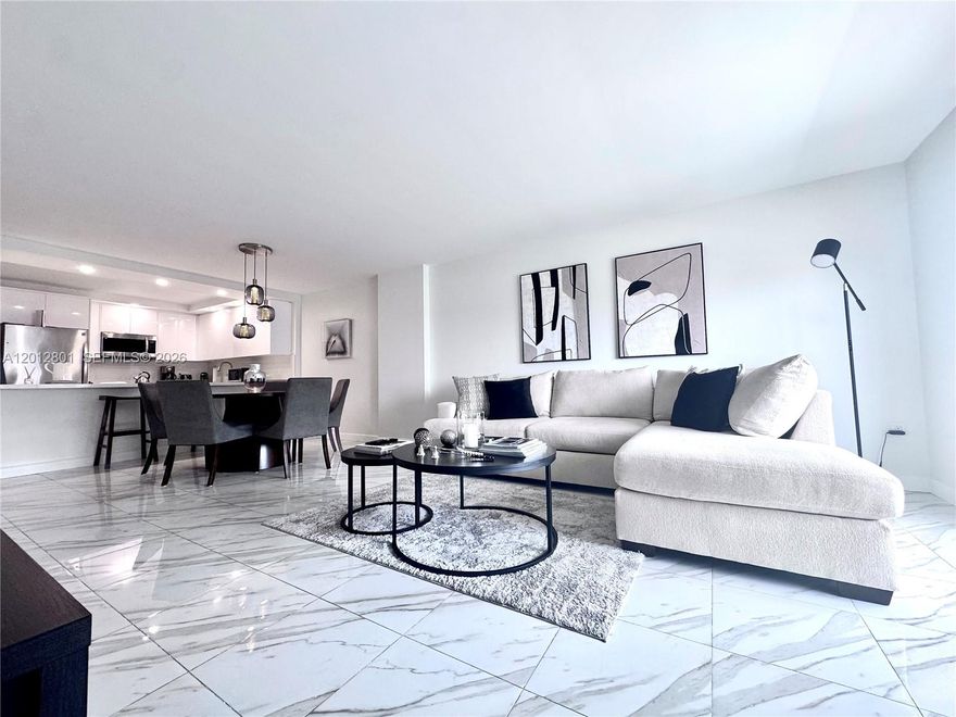 Spectacular 15th-Floor Unit with Breathtaking Water Views! Available Yearly or for less than one year, prices vary. This beautifully updated unit features a modern kitchen and completely renovated bathrooms, all thoughtfully designed with high-end finishes. Fully furnished with luxurious, designer furniture, this 15th-floor residence offers panoramic water views, as well as scenic vistas of the tennis courts and sparkling pool below. A true gem—move-in ready and perfect for enjoying the South Florida lifestyle in style! 24 hrs notice required for showings.