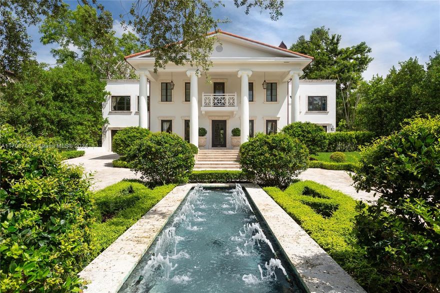 Built for John T. Peacock, one of the founders of Coconut Grove, on over 1 acre, this 8,000 sf, two-story Villa is the perfect blend of history & luxury. Upon entering the gated estate a 100-yard long driveway entrance highlighted by European landscaping leads you to an impressive main entrance. The primary bath features double rain ceiling-mounted recessed showers, steam bath with integrated aromatherapy capability & waterworks faucets. Cherry hardwood floors & mahogany doors accent to the spacious living areas. Two covered terraces with a full bar, poker & billboard tables, L shaped pool, lit tennis courts & a private fitness room. A once in a lifetime opportunity to own a piece of history in the heart of Coconut Grove.