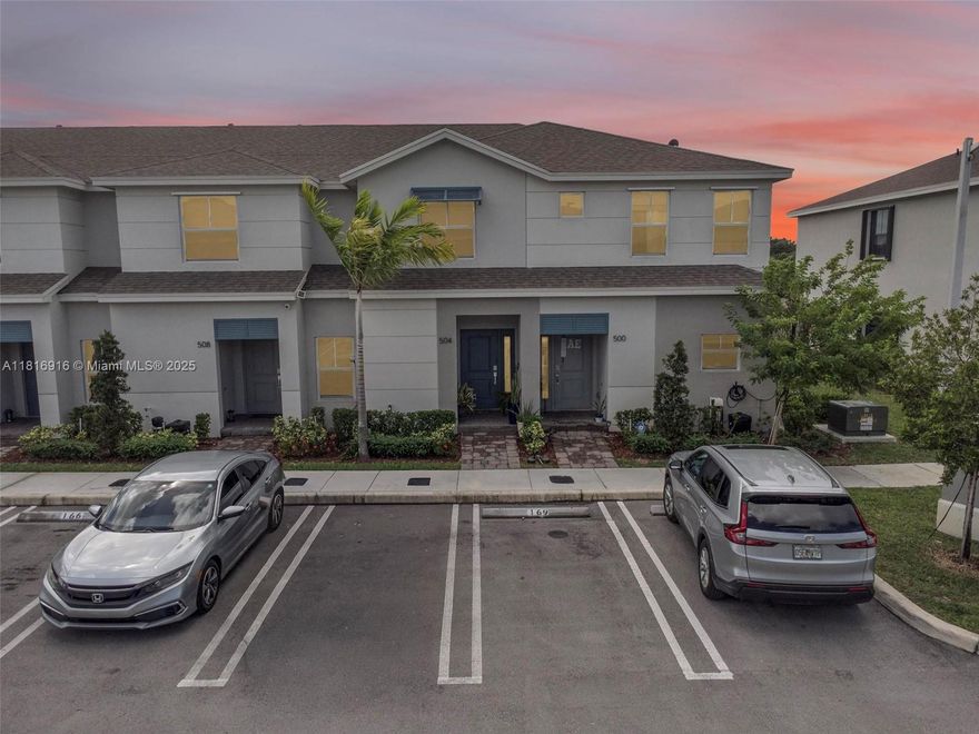 Experience the beauty and spaciousness of a magnificent new townhome in Florida City at the ISLES of Sebastian. With a custom aluminum roof adorned with LED lights, this home is designed for joyful gatherings and entertainment. The hurricane impact doors ensure safety while the open kitchen concept welcomes warmth and family connections. A full bedroom and bathroom on the ground floor create a perfect haven for grandparents. The elegant tiled flooring flows gracefully throughout the entire first floor, while all upstairs bedrooms feature attached bathrooms, adding to the home’s charm and convenience. Nestled near the breathtaking Biscayne National Park and the vibrant Florida Keys, along with convenient busways and shopping centers, this property is truly a gem.