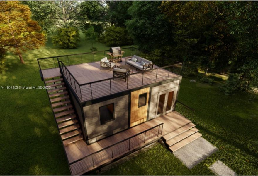 The price of $125,000 is for the Modular Home & the Land with w/7500 sq ft. The showroom is located at 5511 Woodland Ln, Dania Beach FL 33312, by appointment. This is a pre-construction opportunity. In rare circumstances, a buyer may have their own land and can purchase the modular home only. This tiny home is a cutting-edge, prefabricated steel housing solution designed for maximum efficiency and sustainability. It incorporates innovative construction techniques and Eco-friendly materials to create a modern, energy-efficient living space. Engineered for quick assembly, the tiny home offers flexibility for both off-grid and traditional settings, making it ideal for a wide range of housing needs. There is an inclusive charge for the Roof-Top balcony, if required, of $15,000 add'l+inc PAD*