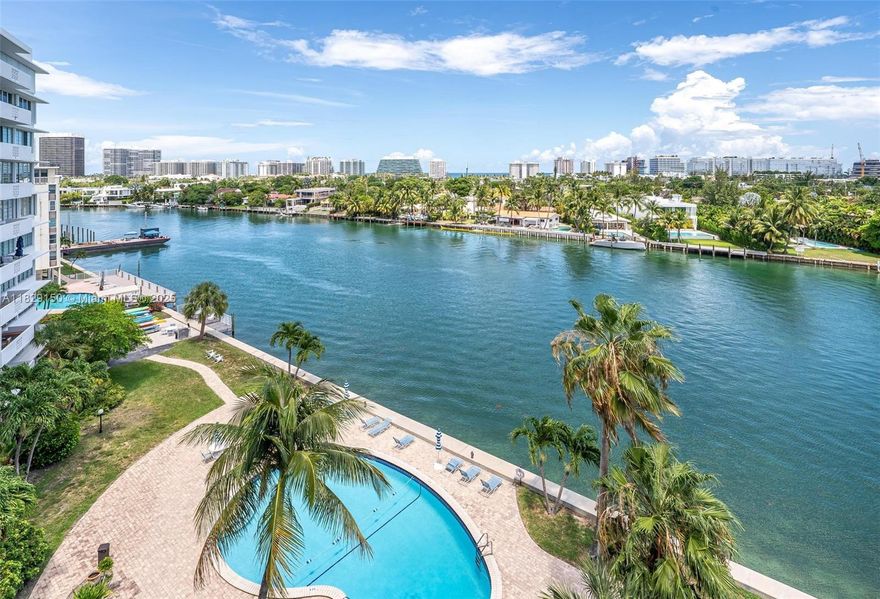 Welcome to The Mediterranean, a MiMo waterfront condo in Bay Harbor Islands by architect Herbert Mathes. This renovated 2BR/2BA on the 7th floor features direct ocean views and bay views from every room, as well as a spacious terrace. Amenities include a bayfront pool, marina access, kayak launch, BBQ, and storage. The building has completed its 40-year recertification and SIRS, with excellent on-site management. Prime location: walk to the beach, Bal Harbour Shops, dining, and top-rated K-8 school. Only 30 minutes to MIA & FLL. Offered at $550,000.