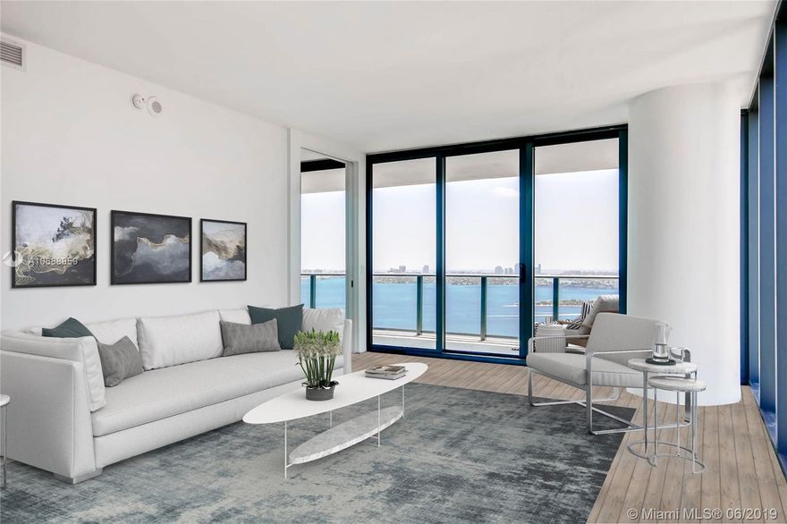 Come step into this paradise and get swept away with enchanting direct water views. Beautiful 4bed/4.5bath+den. Brand new building in Edgewater with world class amenities: 100 ft linear, zero entry pool, kid swimming pool/play area, cabanas, tennis courts, bowling alley, miniature golf, juice bar, cigar lounge, wine celler, state-of-the-art-gym, 24 hour valet and security. Located next to exquisite dining opportunities such as Amara by Michael Schwartz. The unit itself features high end finishes throughout the home. Kitchen is equipped with stainless steel bosch appliances. Master bath is designed with dual sinks, deep soaking tub, and frameless shower. Cable and internet included.