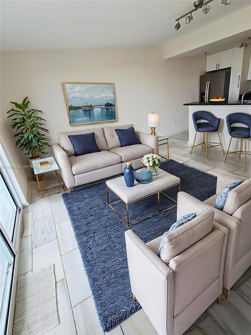 EXQUISITE,IMPECCABLE & MODERN UNIT IN MOST PRIME LOCATION AT CORAL SEA VIEW CONDO BOUTIQUE BUILDING.FRESH PAINTED, REAL ITALIAN MARBLE FLOORS, MARBLE BATHROOM,DESIGNER KITCHEN WITH GRANITE COUNTER TOPS & STAINLESS STEEL APPLIANCES,NEW WASHER/DRYER INSIDE THE UNIT,WALKING CLOSET, HUGE BALCONY WITH ENOUGH SPACE FOR OUTSIDE FURNISHER AND MARBLE FLOORS, FLOOR TO CEILING GLASS , VERY BRIGHT, AMAZING VIEWS FROM ALL WINDOWS, IMPACT WINDOWS, READY TO MOVE IN.VERY SECURE BUILDING AND ONE OF THE BEST BUILDINGS IN THE AREA,AMENITIES , GYM, JACUZZI ROOFTOP AND POOL. JUST A FEW MINUTES TO DOWNTOWN,BRICKELL,COCONUT GROVE AND CORAL GABLES. DEFINETELY A MUST SEE.WATER INCLUDED ON RENT.