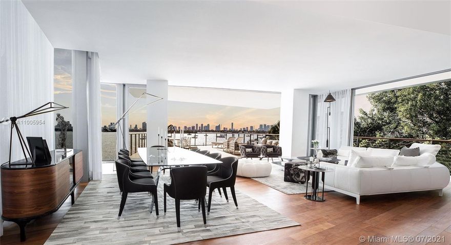 Composed of 59 individually designed waterfront residences around a glittering lagoon, Monad Terrace by Pritzker Winner, Jean Nouvel, provides brilliant light, private outdoor space, climbing gardens, unique sawtooth honeycomb facades & stunning sunset views of Biscayne Bay. Kitchens with dramatic sculptural marble island in Calacatta. Master baths with richly veined, spacious stone countertops, marquetry flooring and tiled walls. Other notable features include custom cabinetry & built-in features, designer fixtures, teak flooring throughout & private elevators. Immediate Occupancy. Photos and Renderings are from model residences.