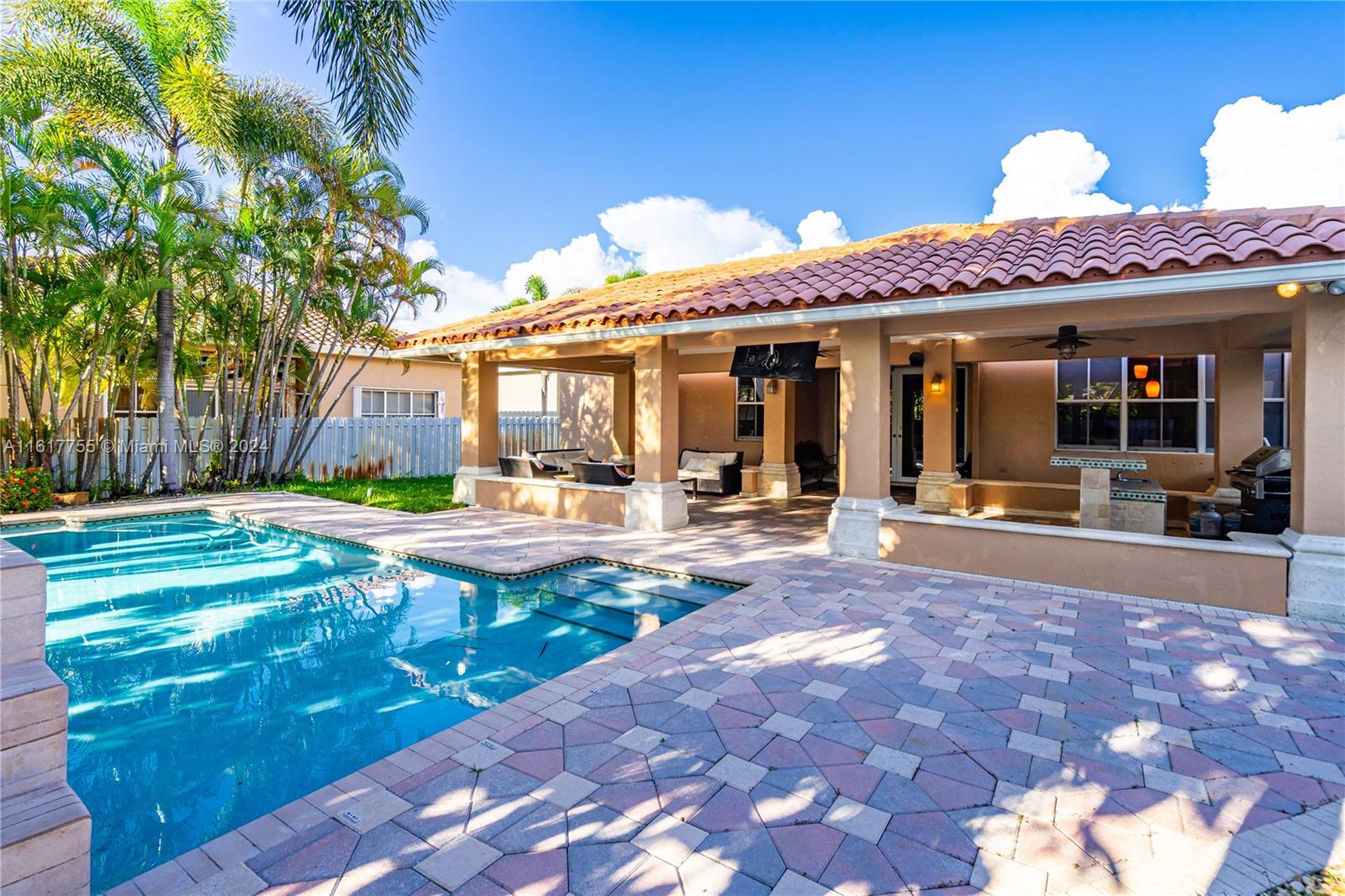 Gorgeous 5-bed, 3-bath single-story pool home situated in the exclusive Tahiti Isle Estate Homes within prestigious Nautica. Built in 1999, this Marquesas model provides 2,842 sq ft of living space on a 9,246 sq ft lot. The property includes a breathtaking pool, inviting patio, high ceilings, a 3-car garage, and ample parking. Filled with natural light, the home features an open, spacious layout. Located in one of Miramar's premier gated communities offering 24hr security, a clubhouse, gym, resort-style pool, tennis/basketball courts, and top-rated schools. The expansive backyard is perfect for outdoor activities with covered area and BBQ. Best price in the area. See broker remarks.