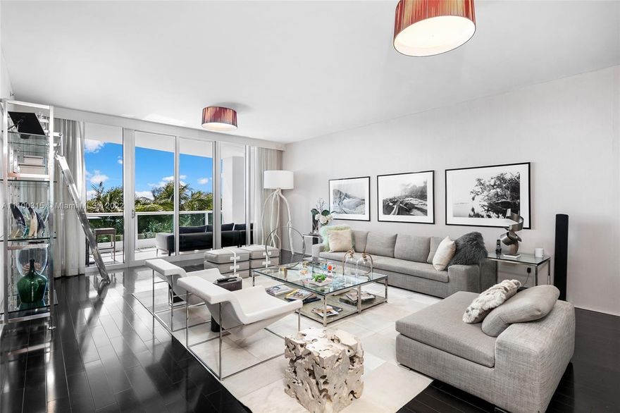 Live at the coveted Bath Club in this impeccably finished & fully furnished 4BD/3+1BA residence. Boasting mesmerizing direct ocean & treetop views, the residence beckons w/ curated interior design, 10-ft ceilings, state-of-the-art sound system by renowned audio engineer David Frangioni, 500+ SF of terraces, private elevator entry, custom finishes including black Jatoba-Brazilian cherry wood flooring & marble & wood details on the walls. Gourmet kitchen features state-of-the-art Sub-Zero & Miele appliances. Principal bedroom features 2 built-out walk-in closets & a spa bathroom. The Bath Club offers 5 star resort amenities - 540 ft of beachfront, pool w/ lap lanes & outdoor spa, cabanas, 2 clay tennis courts, complimentary valet, 24-hr security & fine in-house dining w/a private club.