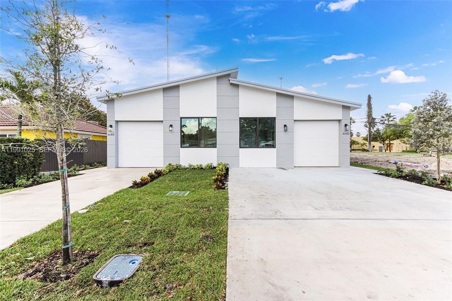 New 2026 construction duplex in a great area in Miramar.  Each side is a 3 bed 2 bath 1 car garage.  Each unit has its own water meter and FPL meter.  Large open floor plan with modern kitchen, tile flooring throughout, and each unit has its own laundry room.  Hurricane impact windows and doors.  All appliances included.  Property will be fenced in prior to closing.  1 year builders warranty included.  No association.