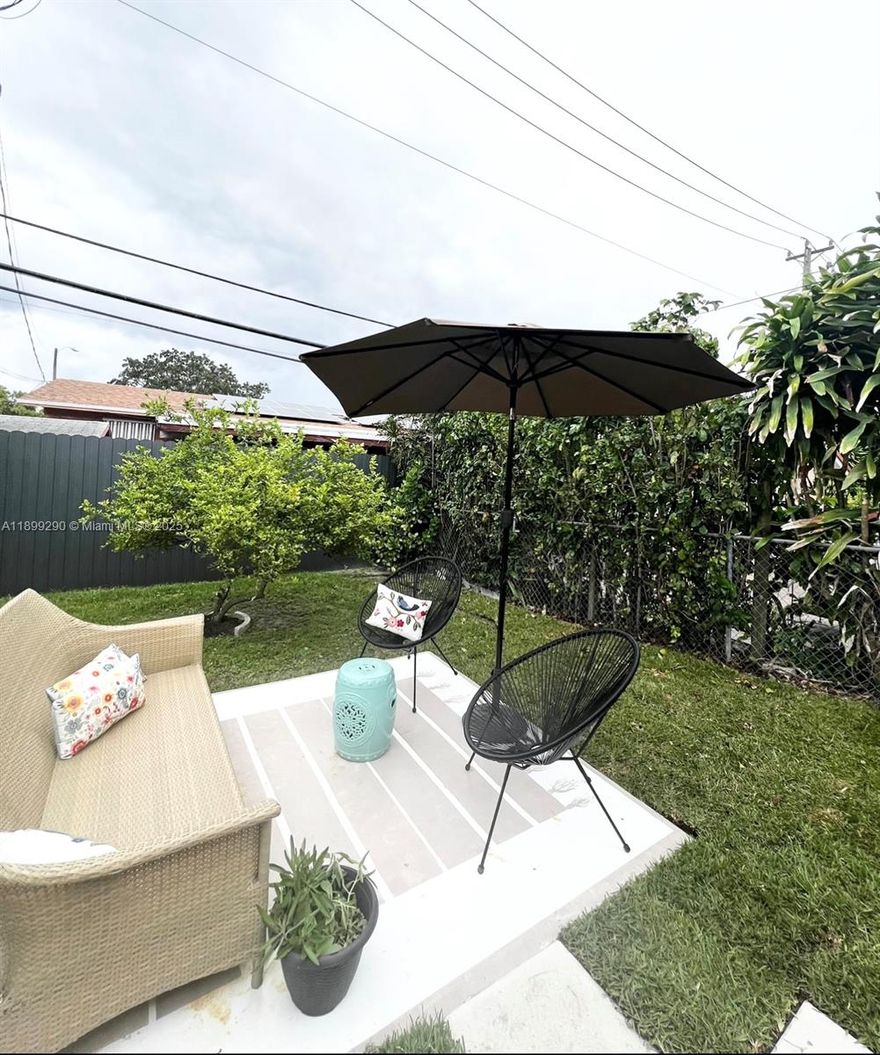 Private Apartment w/Cozy Feel! The ONLY 1-bedroom unit available facing the scenic canal park and FIU walking distance to FIU. Brand-new washer/dryer, high-speed Wi-Fi, large private patio, & parking for two cars ALL INCLUDED! Spacious bedroom, separate kitchen with quartz counter, tile backsplash, and a welcoming living room. Bathroom features matte porcelain tiles and subway-tiled shower. Neutral tones and wood-look ceramic floors throughout create a warm ambiance. Utilities, Wi-Fi, gated entry, and private parking included. 
Large back patio perfect for fresh air and morning coffee. Schedule your visit today!