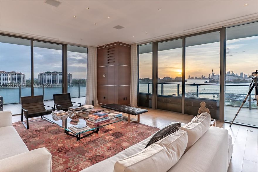 Located in coveted South of Fifth, this 4154SF residence in Apogee’s 04 line offers unobstructed ocean, Fisher Island, Governors Cut, and skyline views through floor-to-ceiling glass. With a private elevator, the home is wrapped by a 2,400 SF terrace with a summer kitchen and sunrise-to-sunset vistas. The customized layout includes an insulated, soundproof glass-walled office. Interior features include a custom Poliform kitchen, remodeled master bath, upgraded lighting, premium appliances, a motorized ceiling TV mount, and warm contemporary finishes. Apogee provides world-class amenities—resort-style pool, spa, state-of-the-art fitness center, concierge, valet, and baywalk access. The residence also includes a private, air-conditioned, enclosed 2-car garage plus storage.