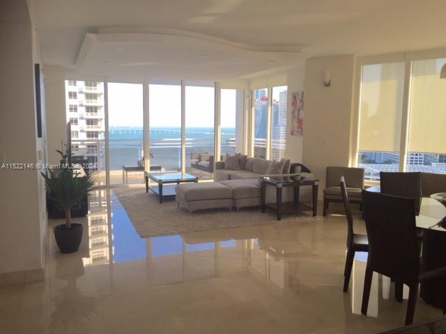 Spectacular 3/3.5 corner unit in luxurious Carbonell on exclusive Brickell Key Island. Spacious open floor plan with 10' ceilings, 270 degree views of Biscayne Bay, Miami River, & Downtown Miami Skyline.
Floor to ceiling windows with 2 balconies. Split floor plan offers privacy for master bedroom. 2 side by
side parking spaces. Carbonell offers top amenities including 2 tennis courts, fitness center indoor racquetball court,heated swimming pool, jacuzzi, BBQ area, & Children's playroom. Security & privacy of Brickell Key withing walking distance to Brickell City Center.