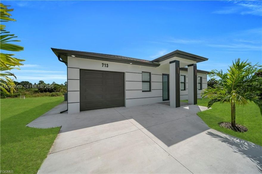 Welcome to your future home, where modern elegance meets thoughtful design in this newly constructed residence. Nestled in a prime Lehigh Acres location, this pristine property presents an exceptional opportunity for those seeking contemporary living with refined details. Step into a harmonious layout featuring three generously proportioned bedrooms complemented by two well-appointed bathrooms, offering the perfect balance of privacy and comfort. The heart of this home showcases a sophisticated open-concept kitchen that seamlessly blends functionality with style. Culinary enthusiasts will appreciate the designer touches, including premium quartz countertops...------> Refer to supplemental remarks for complete description!!!