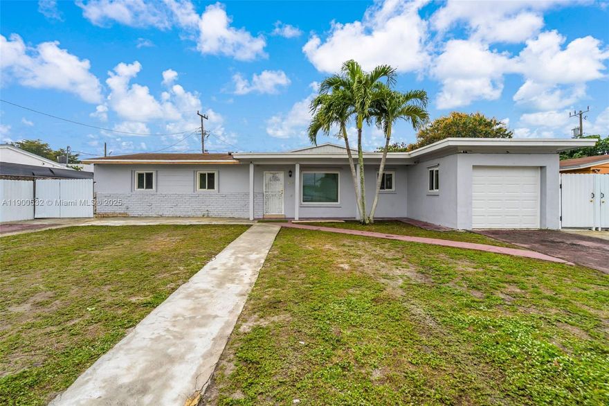 Welcome to your dream home in the heart of Miami Gardens! This beautifully updated 4bedroom, 3bathroom residence offers the perfect combination of modern upgrades and income potential. Featuring NEW roof, central AC, updated electrical, and a RainSoft water filtration system installed in 2022, this home is designed for comfort and convenience. The kitchen boasts brand-new appliances, while both bathrooms were stylishly remodeled in 2023. The property offers a spacious backyard ideal for relaxing or entertaining, along with ample front yard space.