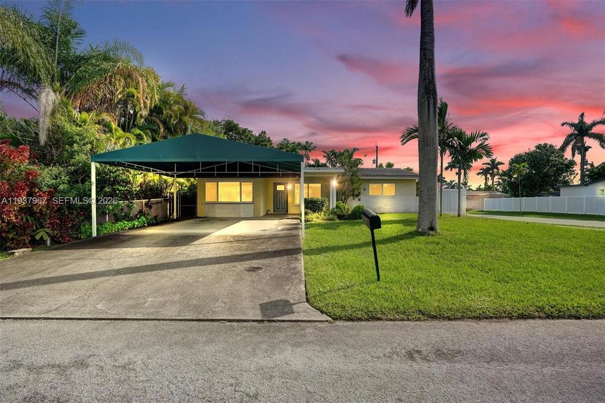 Beautiful corner-lot home filled with natural light from abundant windows. Features include a converted garage turned, mostly covered driveway, and a covered back patio—perfect for outdoor living. The large, fully fenced backyard showcases lush landscaping, an additional storage shed. Inside, the spacious primary bedroom offers a walk-in closet, while the third bedroom also includes a walk-in closet and a private, separate entrance, s well as a Florida Room. Conveniently located just minutes from Hollywood North Beach Park, shopping, dining, and more.