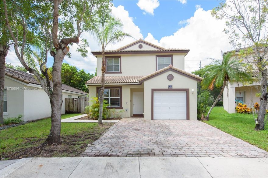 THIS PROPERTY IS PRICED TO SELL !!!! Welcome to Shores at Keys Gate! This beautiful 3 bed, 2.5 bath two-story home offers tile floors, crown molding, and natural light throughout. The kitchen boasts granite counters, SS appliances (new fridge 2023, stove/DW/microwave 2025), pantry, and eat-in bar. Spacious living, dining, and family rooms + guest half bath. Upstairs: a large master suite with walk-in closet, crown molding, and private bath. Two additional bedrooms with laminate floors, fans, and closets. A/C 2018. Hurricane shutters. Enjoy the backyard oasis with mango, banana, lime & apple trees, 2 gated entries, and a retractable awning. 1-car garage w/auto door + washer/dryer (2025).  A Clubhouse & Pool are available to join. PROOF OF FUNDS AND/OR PRE-APPROVAL LETTER REQUIRED PRIOR TO SCHEDULING A SHOWING OF THE PROPERTY!