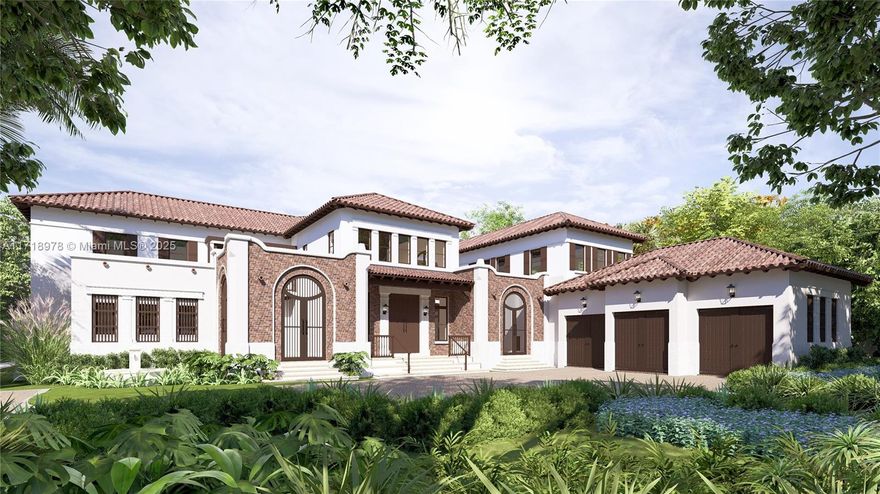 Step into over 11,000sf of architectural brilliance by award-winning Pacheco Architecture. A Cartagena-inspired new construction masterpiece designed to perfection. Not another spec home box. Curved archways, vibrant custom tiles, airy courtyards & oversized windows provide views & natural light in every room. Features include a double-height foyer, grand staircase, luxe primary suite w/ sunroom, smokeless fireplace & spa bath. Enjoy a movie theater, elevator, butler’s kitchen, wine cellar, fitness room, sauna, & massive terraces. A backyard oasis boasts a 70' pool, waterfall & jacuzzi, outdoor kitchen, & private guest suite cabana. Situated on nearly 1 acre on a North Pinecrest secluded street. Act now at a special preconstruction price & to customize final finishes. Est Delivery Q2 2025.