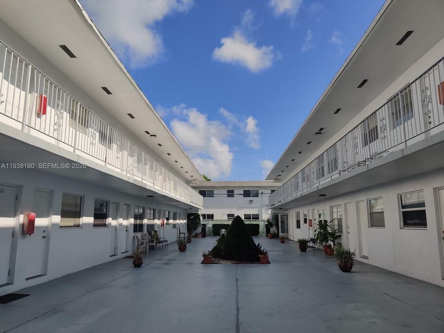 Ready to move in. Quick approval. Large 1 bedroom condo on the 2nd floor. Newer kitchen appliances and has formal dining area. Walk in close. Water, pest control& 1 parking spot included. Laundry on site. Located close to downtown Hollywood and beaches. Metro rail & public transportation close by. NO PETS PER ASSOCIATION