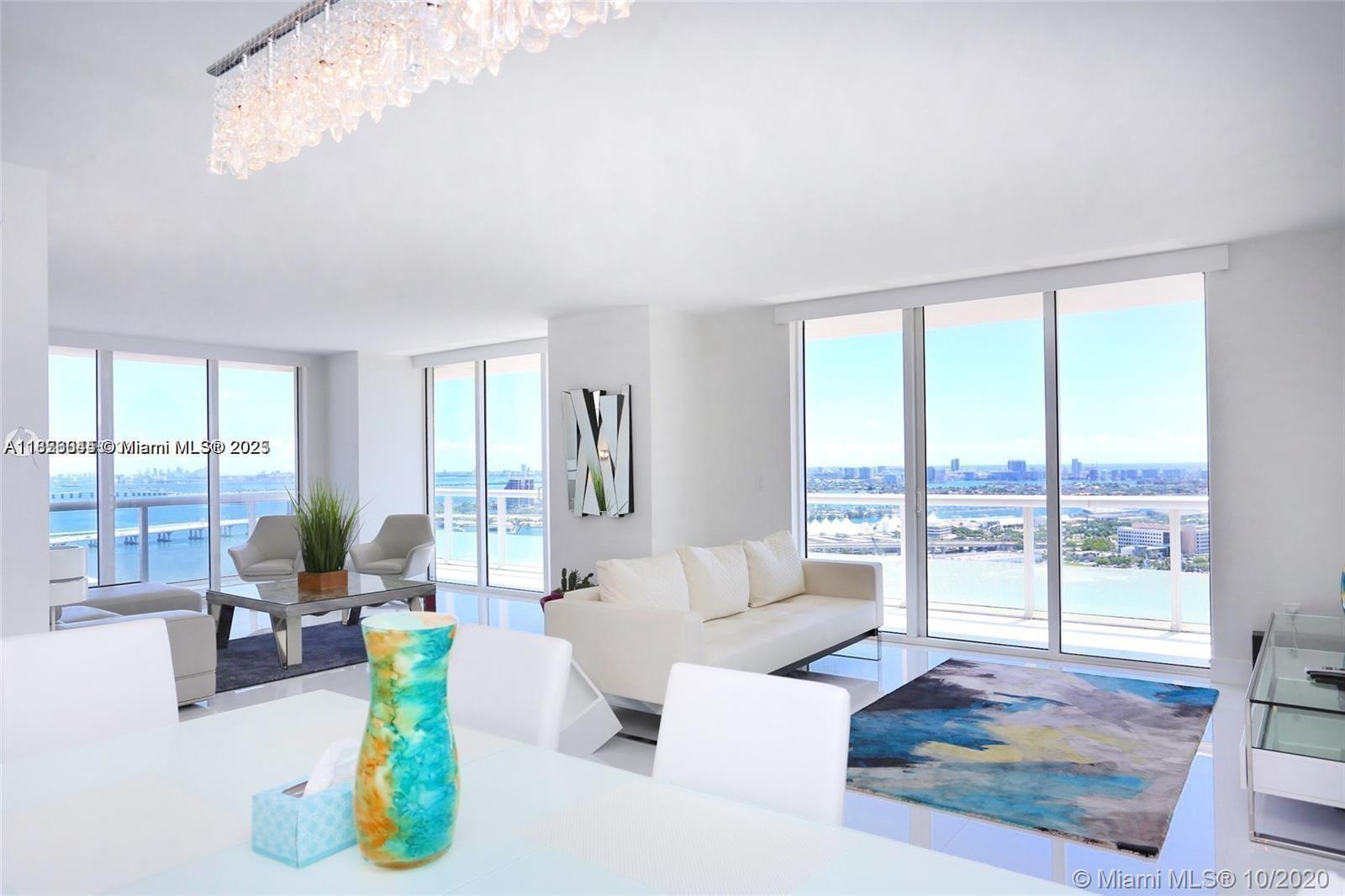 Stunning 3BR/2BA bayfront condo with direct, unobstructed Biscayne Bay views from every room! Located on the 34th floor, this light-filled residence features floor-to-ceiling windows, an open kitchen, a split-bedroom layout, and a luxurious primary suite. Enjoy resort-style amenities, including an infinity-edge pool, fitness center, spa, concierge, and valet services. Steps from Bayfront Park, dining, and shopping. The perfect blend of luxury and location.