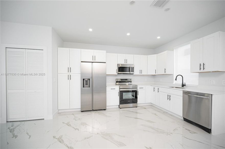 Brand new top of the line modern 3-bedroom, 3 full-bath home featuring stylish finishes and a functional open-concept layout. The kitchen comes fully equipped with brand-new appliances, seamlessly connecting to spacious living and dining areas—perfect for families or entertaining guests. Enjoy the convenience of a private driveway with parking for two vehicles. No HOA application required, making for a hassle-free purchase and greater flexibility for the new owner. Situated in a rapidly growing area of South Florida, with easy access to major highways, shopping centers, and schools. Move-in ready—ideal as a primary residence or a smart investment opportunity.