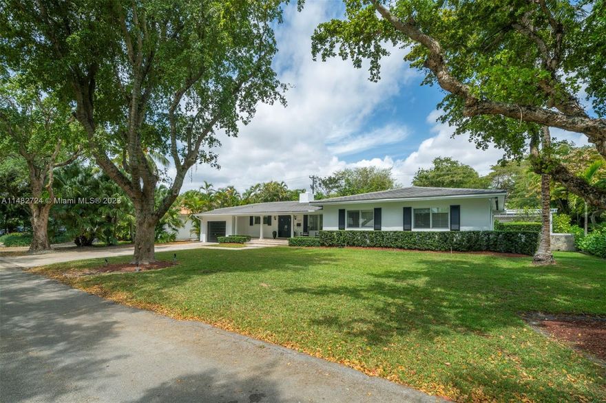 Timeless and sophisticated 3,547 Sq. Ft. 4 bedroom 3 bathroom home on tree lined and desirable Jeronimo Drive. Recently remodeled, the home offers a formal dining room with spectacular custom impact windows overlooking the sparkling pool, chef's kitchen with breakfast area, walk-in pantry and a wet bar ideal for entertaining. The spacious main suite has dual walk-in closets and a modern, comfortable bathroom. The serene backyard has an oversized pool, coral rock wall, and gazebo with a summer kitchen. Other features include beautiful wood floors, fireplace, crown mouldings, plantation shutters, large driveway and spacious 1-car garage that includes an additional full bathroom. Located close to schools, shopping, dining and parks, this is a true contemporary gem. Also available for rent.