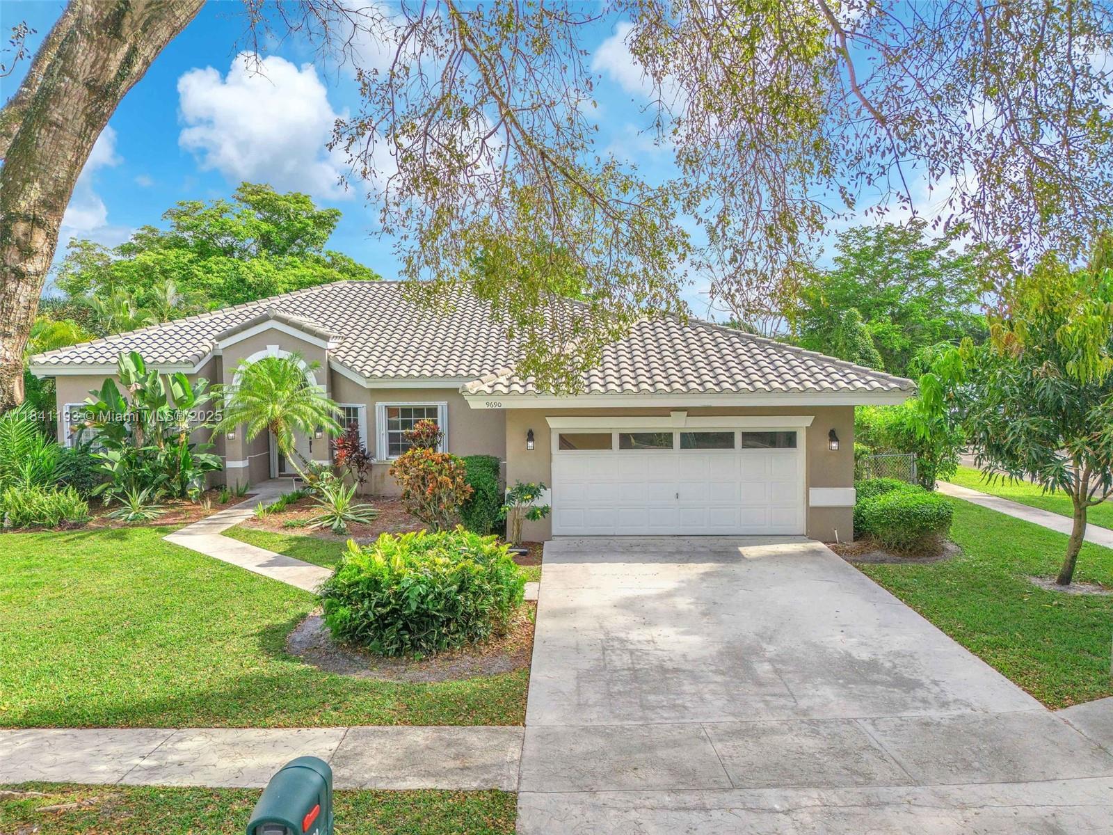 Gorgeous 4/2.5 in the heart of Cooper City! Within walking distance to Cooper City highschool. Mexican tile throughout, wood laminate in bedrooms, split bedroom floorplan, updated kitchen with granite counters. Located in Stirling Village neighborhood with no HOA. Lushly landscaped corner lot that backs up to private road. Easy to show. Pet Friendly! Available before the start of the school year in an A rated school district!