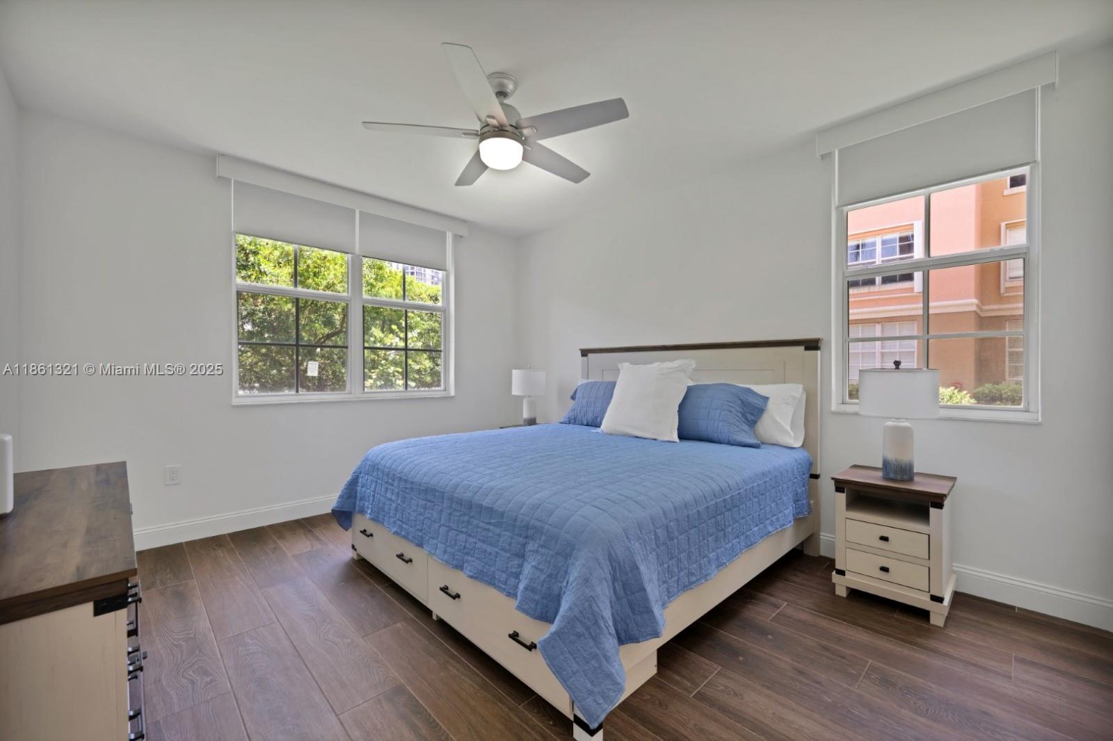 Totally NEW and upgraded 3 bedroom/2 bath unit with lovely private outdoor patio! Unit has been totally renovated to include new kitchen with high end appliances, new bathrooms, flooring, lighting and more. This spacious unit has a large kitchen island and separate dining area for entertaining. The flow of the space is incredible! Large walk-in closets and washer and dryer in unit. Unit has simple and modern furniture. Flexible lease terms available, short or long-term rental. Community offers many amenities including pool area with BBQ, fitness room, kid play area, and tennis court. Amazing location, walk to Aventura Mall, enjoy the fitness track around the circle, 5 min to the beach and walk to shops/restaurants.