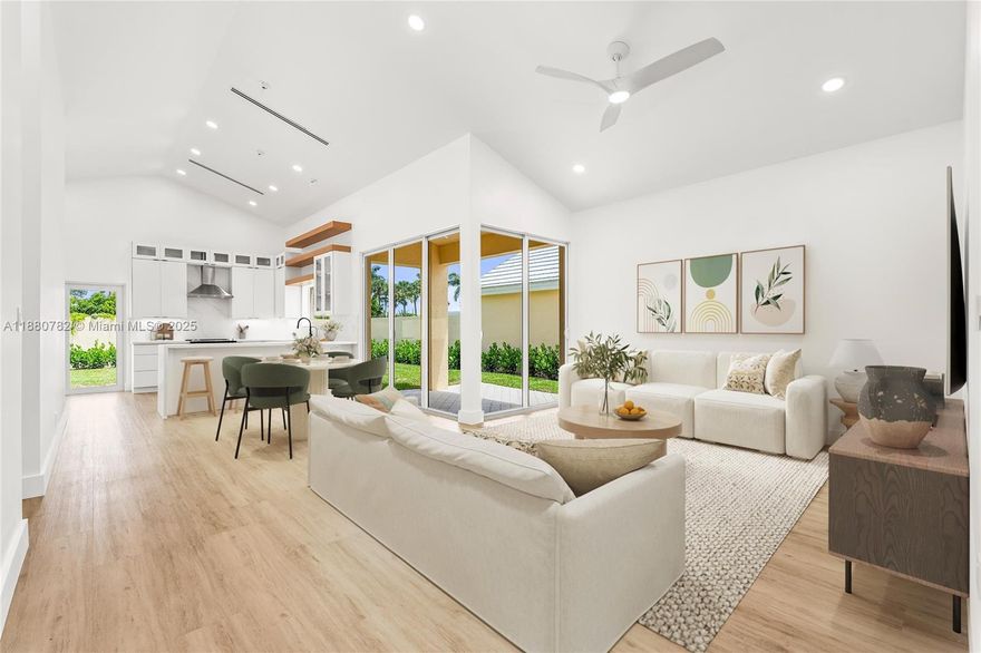Unique opportunity to own a fully remodeled home in prestigious Breakers West. Every element of this home with the exception of the concrete block exterior walls and trusses are brand new: new roof/sheathing October 24' (10 year warranty), new attic insulation, New A/C unit (5/10 year warranty) all new ductwork, linear diffusers, impact windows/doors 24', new plumbing lines & electrical wiring, garage door, all framing (metal studs) with fully insulated interior walls and 5/8” construction grade drywall throughout with full permits. 13ft vaulted ceilings with elegant 8-ft interior doors. Stunning kitchen, features custom 9-ft cabinets, all-new appliances. Spa-like bathrooms finished in rectified porcelain tile. Primary suite with walk-in closet. A true turnkey. Plenty room for a pool!