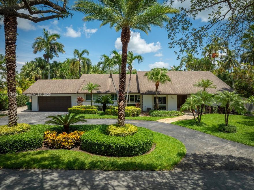 Live, gather and grow in this beautiful, impeccably maintained 4 bed /3.5 bath pool home located on a manicured 16,920 sf lot in Palmetto Bay, one of Miami’s most coveted neighborhoods. Generously proportioned, the living/dining area has vaulted ceilings, powder room and overlooks the pool & patio. The eat-in kitchen has granite countertops, ample cabinetry and wet bar. With 3218 adj sf, the well designed, one level split floor plan offers a primary suite, 2 bedrooms and cabana bath on the east wing and a separate junior primary suite on the west side. Features include impact glass, laundry room, 2 car garage, circular driveway, shed, covered patio, new septic/drain field & sprinkler system, flood zone X and great schools. Once you see it, you’ll feeling it could be your FOREVER HOME.