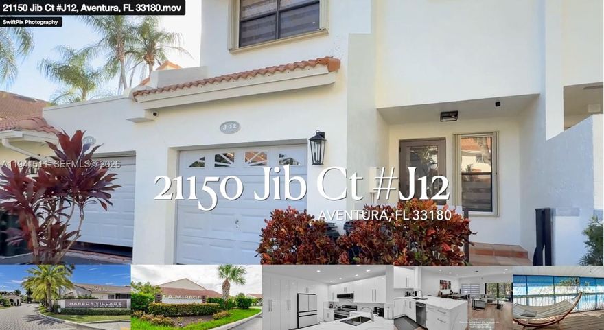 Recently remodeled 2 story townhome.  Extra large kitchen, granite countertops and backsplash, stainless steel Samsung appliances throughout. Fifty meters to the Water Ways Marina, and shops. FPL EV charging wall unit in garage. Open living/dining area.  Walk out patio porch off living rm.  Beautiful vaulted ceiling master suite with a beautifully remodeled bathroom & jacuzzi, walk-in closet and oversized covered balcony off master.  New AC, Electric window treatments throughout the home, Guest bedroom has additional vaulted ceiling with a full shower, and large walkin closet.  Powder room downstairs and garage and driveway parking.  Full reserves excellently managed community, no assessments. Location in the heart of Aventura. HOA includes High speed internet and cable with a list of premium channels included.  Call and schedule your showing, preferably 24 hour notice for showings. Owner financing possible. Call or text listing agent for appointments