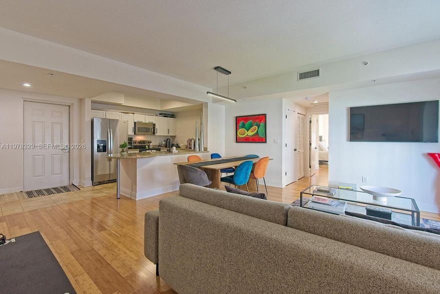 Beautiful and very spacious 1BD/1BA condo in Downtown Dadeland featuring bamboo wood floors, an updated kitchen with white cabinets, granite counters, stainless steel appliances, and in-unit washer/dryer. The remodeled bathroom offers a large modern shower and sleek vanity. Bedroom is very bright and includes two generous closets, plus a new A/C for year-round comfort. Perfectly located across from Dadeland Mall with immediate access to Metrorail, Publix, shops, cafés, and top restaurants—everything just steps away. Community amenities include a pool, gym, jacuzzi, and more. A great opportunity to enjoy the lifestyle in one of Miami’s most walkable neighborhoods.